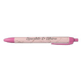 Glitzy Pink Blush Rose Gold Glitter Sparkle Zwarte Inkt Pen (Bodem)