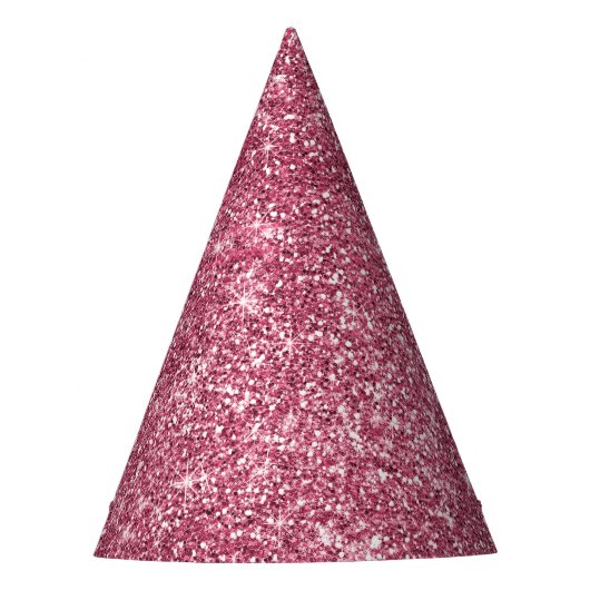Glitzy Pink Glam Sparkle Verjaardag Feesthoedjes (Voorkant)