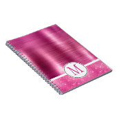 Glitzy Pink Glam-sprankelmonogram Notitieboek (Rechterzijde)