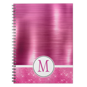 Glitzy Pink Glam-sprankelmonogram Notitieboek