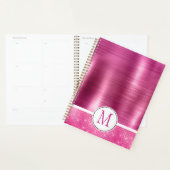 Glitzy Pink Glam-sprankelmonogram Planner (Display)