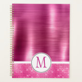 Glitzy Pink Glam-sprankelmonogram Planner (Voorkant)