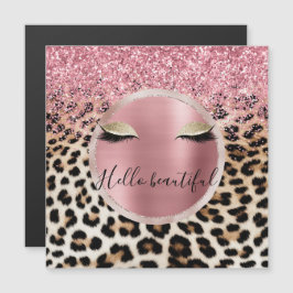 Glitzy Pink Glitter Gouden Wimpers Luipaard