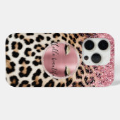 Glitzy Pink Glitter Gouden Wimpers Luipaard Case-Mate iPhone Case (Achterkant (horizontaal))