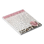Glitzy Pink Glitter Gouden Wimpers Luipaard Notitieblok (Schuin)