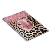 Glitzy Pink Glitter Gouden Wimpers Luipaard Notitieboek (Rechterzijde)