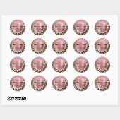 Glitzy Pink Glitter Gouden Wimpers Luipaard Ronde Sticker (Vel)
