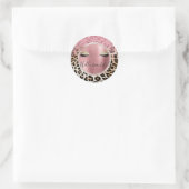 Glitzy Pink Glitter Gouden Wimpers Luipaard Ronde Sticker (Tas)