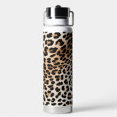 Glitzy Pink Glitter Gouden Wimpers Luipaard Waterfles (Achterkant)