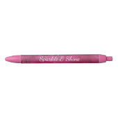 Glitzy Pink Glitter Sparkle Zwarte Inkt Pen (Voorkant)