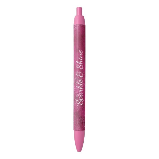Glitzy Pink Glitter Sparkle Zwarte Inkt Pen (Voorkant Verticaal)