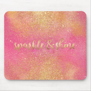 Glitzy Pink Gold Sparkle and Shine Muismat