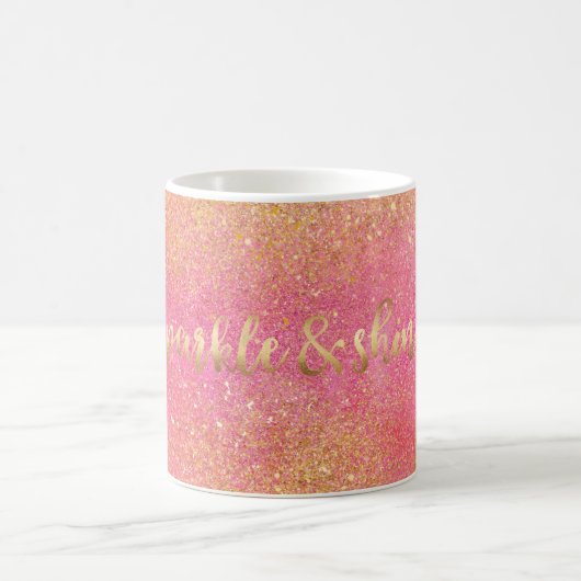 Glitzy Pink Gold Sparkle en Shine Koffiemok (Center)