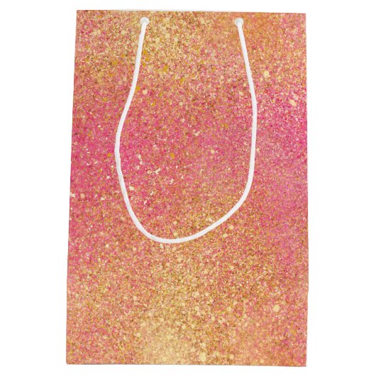 Glitzy Pink Gold Sparkle en Shine Medium Cadeauzakje (Achterkant)