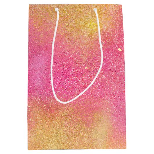 Glitzy Pink Gold Sparkle en Shine Medium Cadeauzakje (Voorkant)