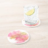 Glitzy Pink Gold Sparkle en Shine Zandsteen Onderzetter (Zijkant)