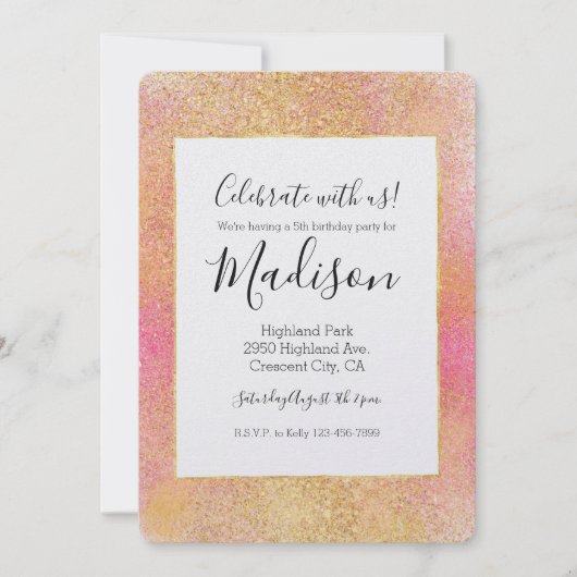 Glitzy Pink Gold Sparkle Kaart (Voorkant)