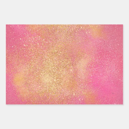 Glitzy Pink Gold Sparkle Shine Inpakpapier Vel (Voorkant)