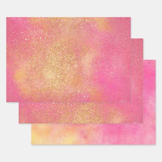 Glitzy Pink Gold Sparkle Shine Inpakpapier Vel (Set)