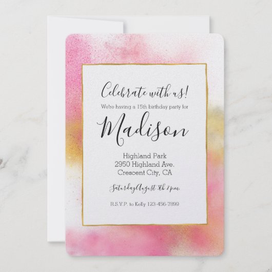 Glitzy Pink Gold White Sparkle en Shine Verjaardag Kaart (Voorkant)