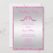 Glitzy Pink Sequins & Stilettos 25e verjaardag Kaart (Voorkant)