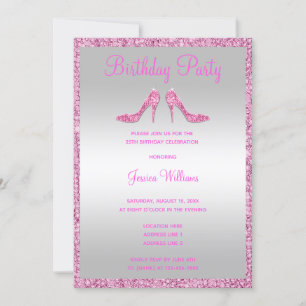 Glitzy Pink Sequins & Stilettos 25e verjaardag Kaart