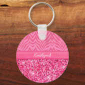 Glitzy Pink Zebra Sleutelhanger (Voorkant)