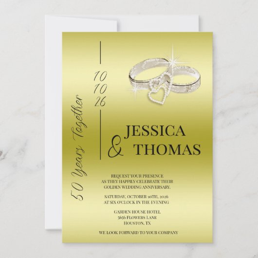 Glitzy Posh 50e Golden Wedding Jubileum Kaart (Voorkant)