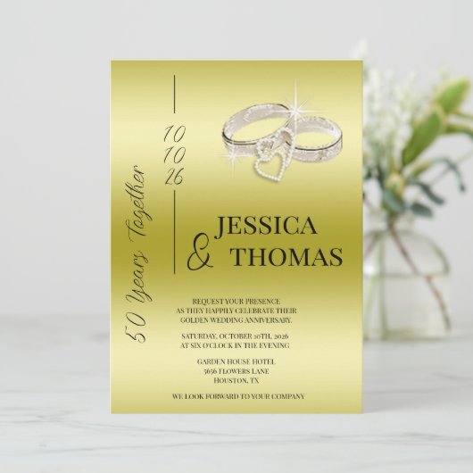 Glitzy Posh 50e Golden Wedding Jubileum Kaart (Staand voorkant)