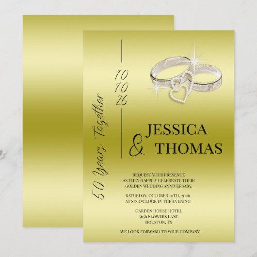 Glitzy Posh 50e Golden Wedding Jubileum Kaart (Voorkant / Achterkant)