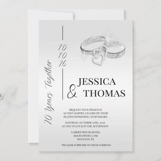 Glitzy Posh 70e Platinum Wedding Jubileum Kaart (Voorkant)