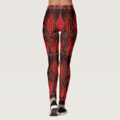 Glitzy Queen of Hearts Harlequin Red Black White Leggings (Achterkant)