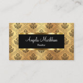 Glitzy Realtor Damask Patroon Visitekaartje (Voorkant)