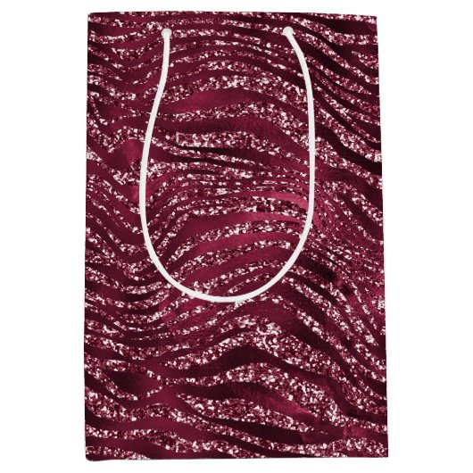 Glitzy Red Glitter Animal Print Medium Cadeauzakje (Voorkant)