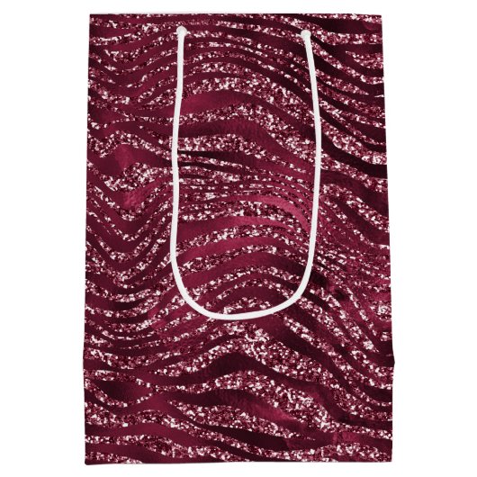Glitzy Red Glitter Animal Print Medium Cadeauzakje (Achterkant)