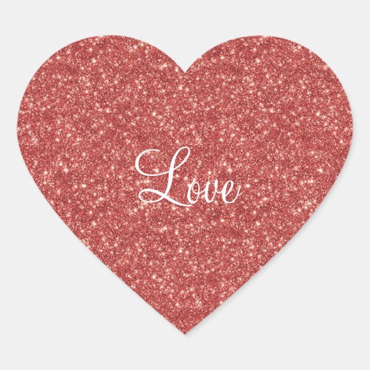Glitzy Red Glitter Love Hart Sticker (Voorkant)