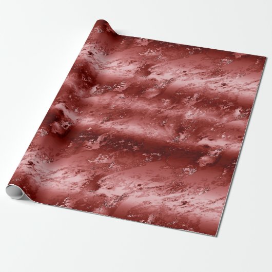Glitzy Red Ombre Marble Cadeaupapier (Uitgerold)