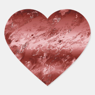 Glitzy Red Ombre Marble Hart Sticker