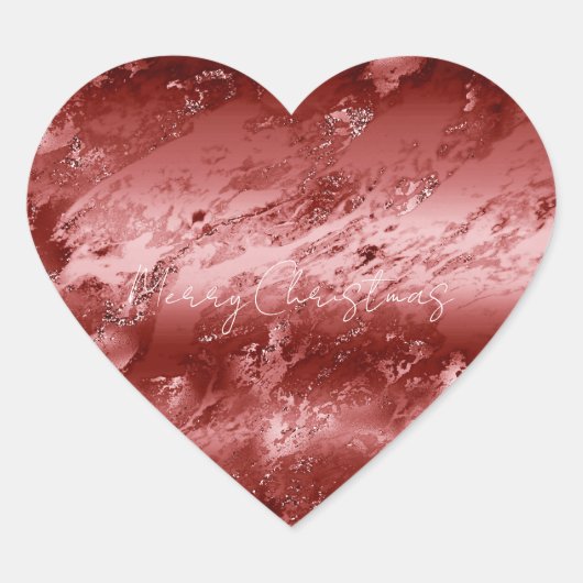 Glitzy Red Ombre Marble Hart Sticker (Voorkant)