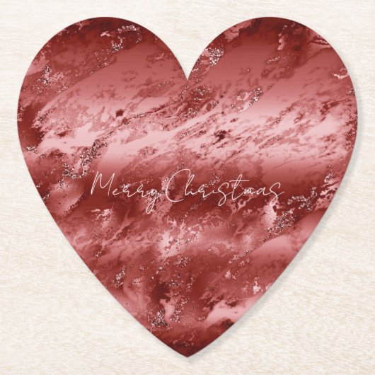 Glitzy Red Ombre Marble Kartonnen Onderzetters (Voorkant)