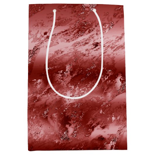 Glitzy Red Ombre Marble Medium Cadeauzakje (Voorkant)