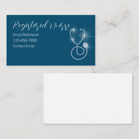 Glitzy Registered Nurse Simple Visitekaartje (Voorkant / Achterkant)