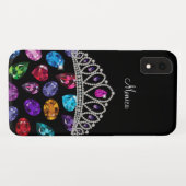 Glitzy Rhinestone Jewels Queen Crown Monogram Case-Mate iPhone Case (Achterkant (horizontaal))