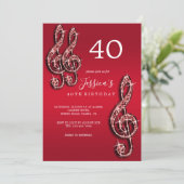 Glitzy Rode Muzieknoten Verjaardag Kaart (Staand voorkant)