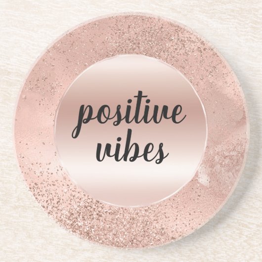 Glitzy Roos Blush Pink Sparkle        Zandsteen Onderzetter (Voorkant)