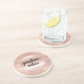 Glitzy Roos Blush Pink Sparkle        Zandsteen Onderzetter (Zijkant)