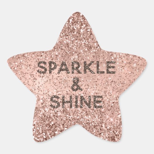 Glitzy Roos Gold Blush Pink Sparkle Glitter Ster Sticker (Voorkant)