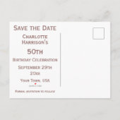 Glitzy Roos Gold Bow & Gem Birthday Party Aankondigingskaart (Achterkant)