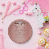 Glitzy Roos Gold Bow & Gem Birthday Party Papieren Bordje (Feest)
