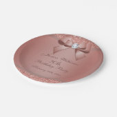 Glitzy Roos Gold Bow & Gem Birthday Party Papieren Bordje (Gekanteld)